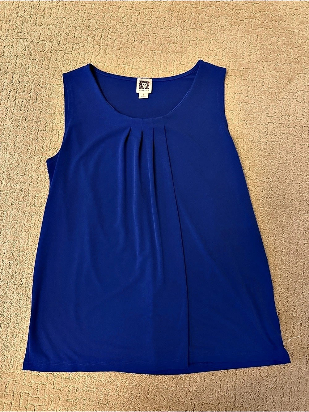Anne Klein Pleated Top Blue Small